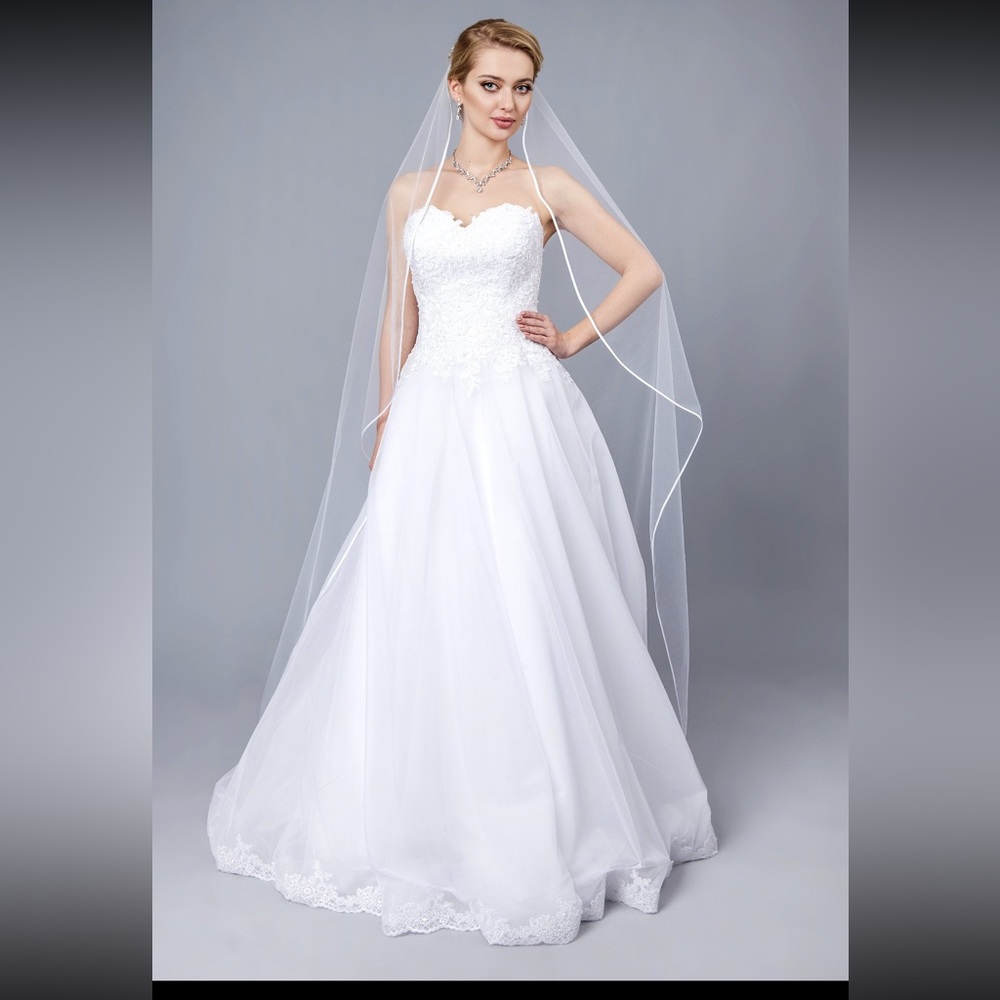 White Cathedral Satin Ribbon Edge Bridal Veil